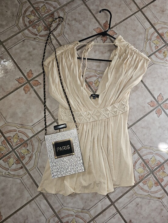 Sky Tops - SKY Cream V-Neck Tie-Shoulder Camisole And Purse